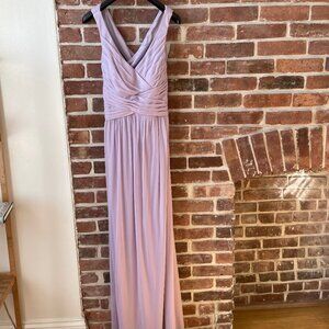 David's Bridal Bridesmaid Mesh Long Dress with Crisscross Back, Size 4